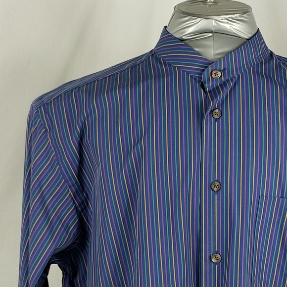 Paul Fredrick Collarless Long Sleeve  Button Up - Picture 2 of 5
